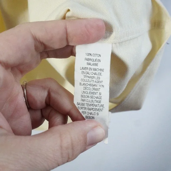 LL Bean Mens Short Sleeve Button Down Shirt Yellow 100% Cotton 0XM06 sZ 18 - Picture 6 of 10